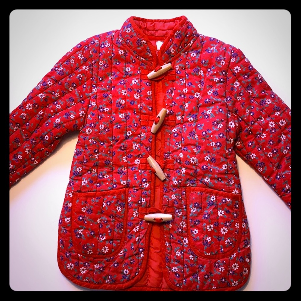 Red flowered quilted jacket size 2T